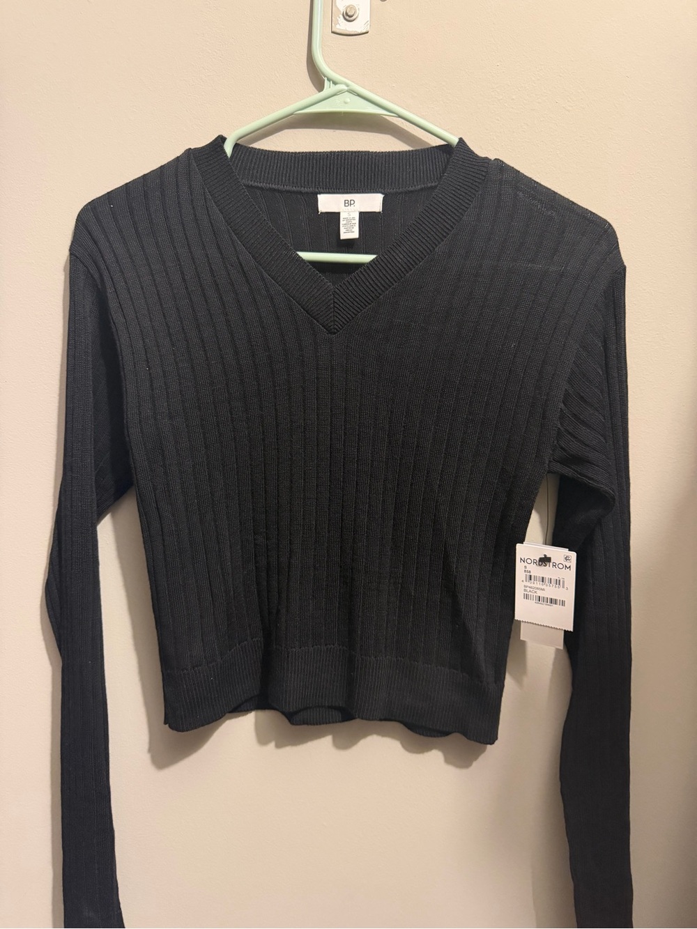 BP Ribbed V-Neck Black Women's Top